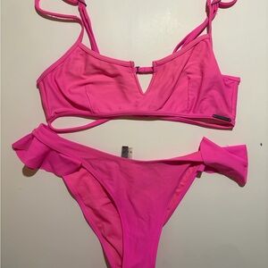 Kendall & Kylie Pink Ruffle Bikini Set